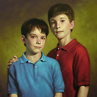 oil portrait of two boys